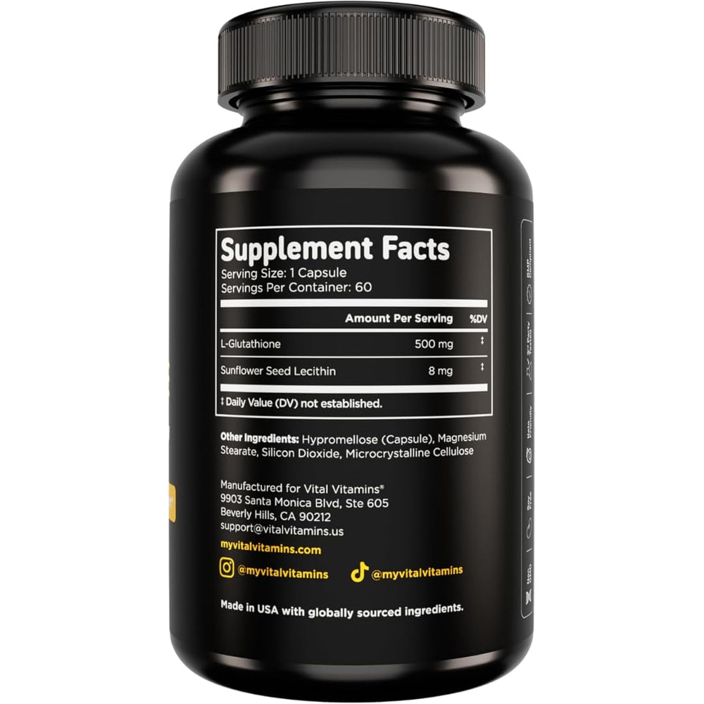 Vital Vitamins Glutathione packaging near recyclable materials