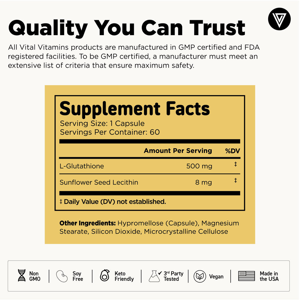 Vital Vitamins Glutathione skin brightness visualization highlighting radiance