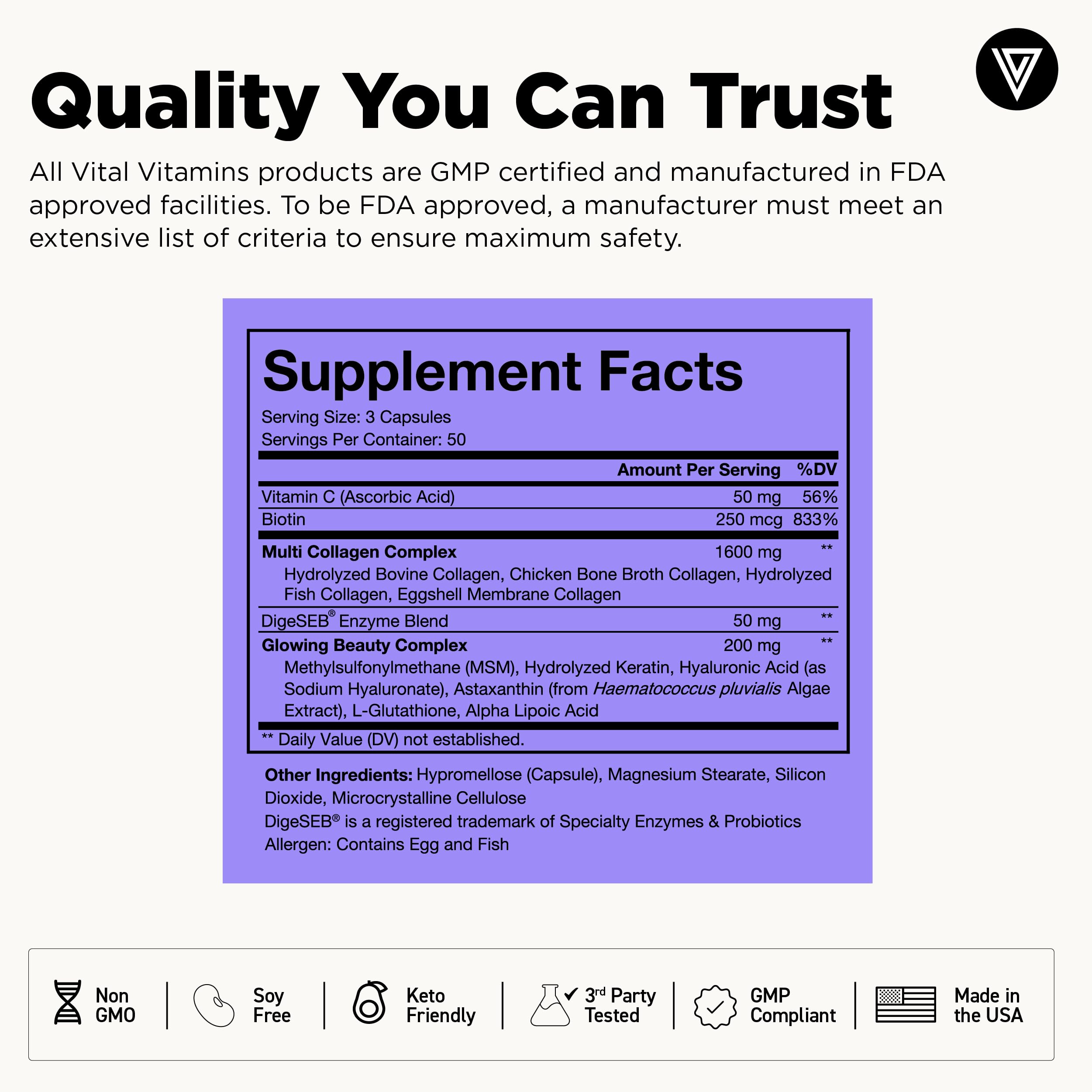 Vital Vitamins daily routine scene emphasizing simple non-GMO capsule regimen.