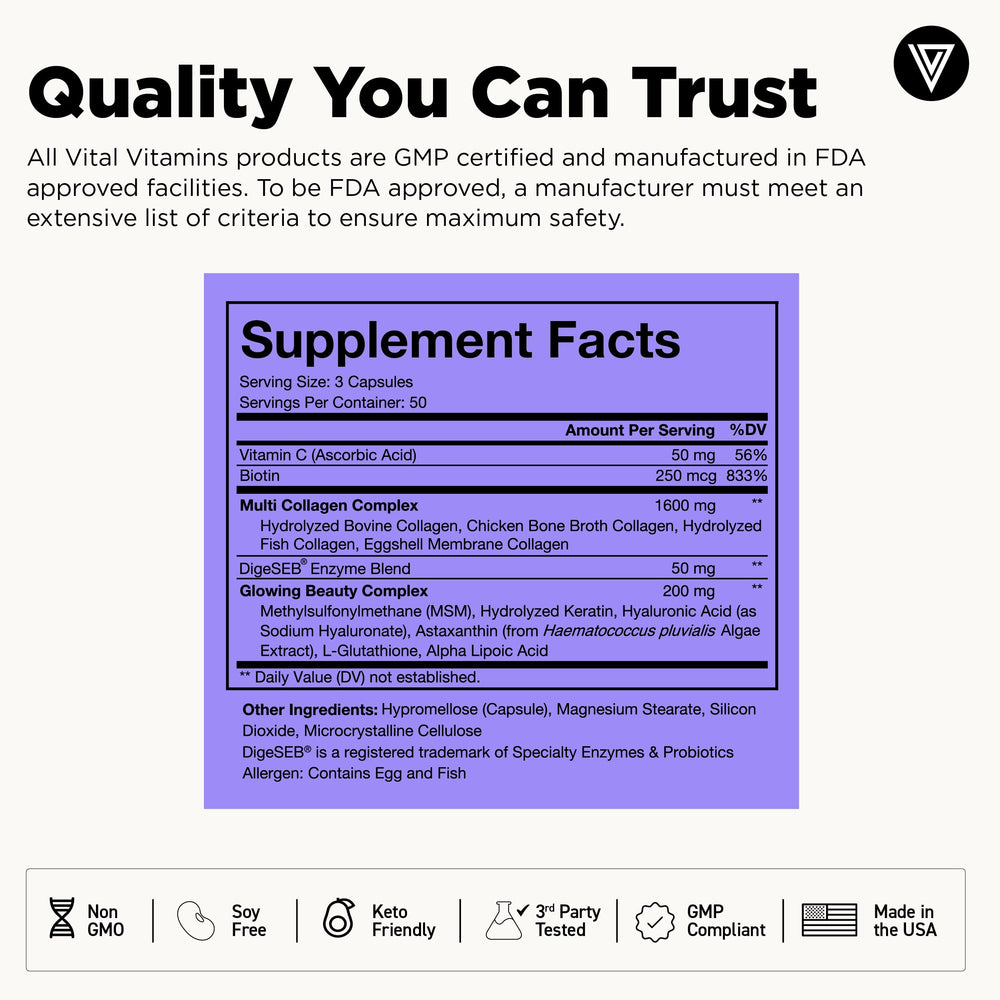 Vital Vitamins daily routine scene emphasizing simple non-GMO capsule regimen.