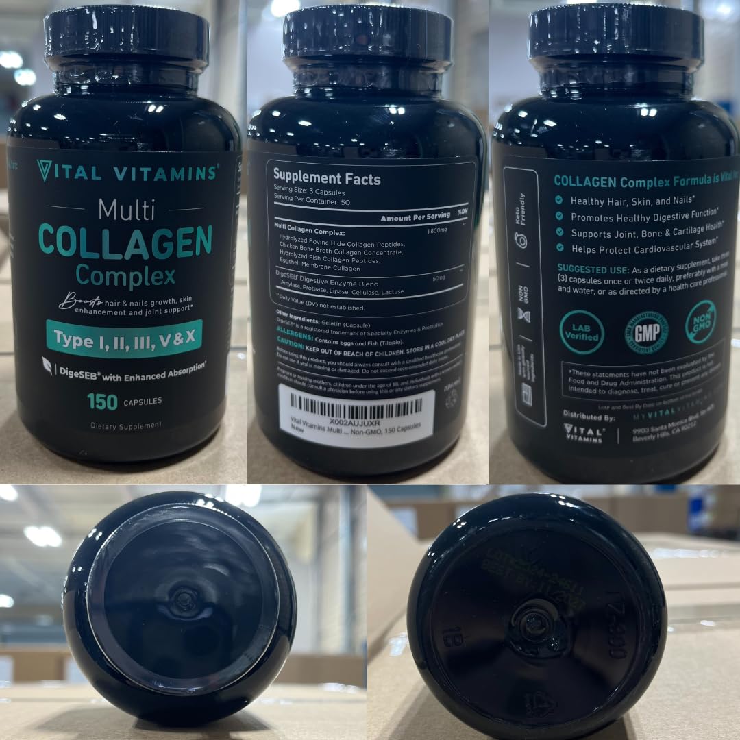 Vital Vitamins Multi Collagen hormone-free capsules on display for everyday use.