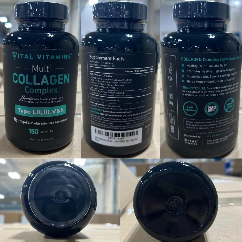 Vital Vitamins Multi Collagen hormone-free capsules on display for everyday use.