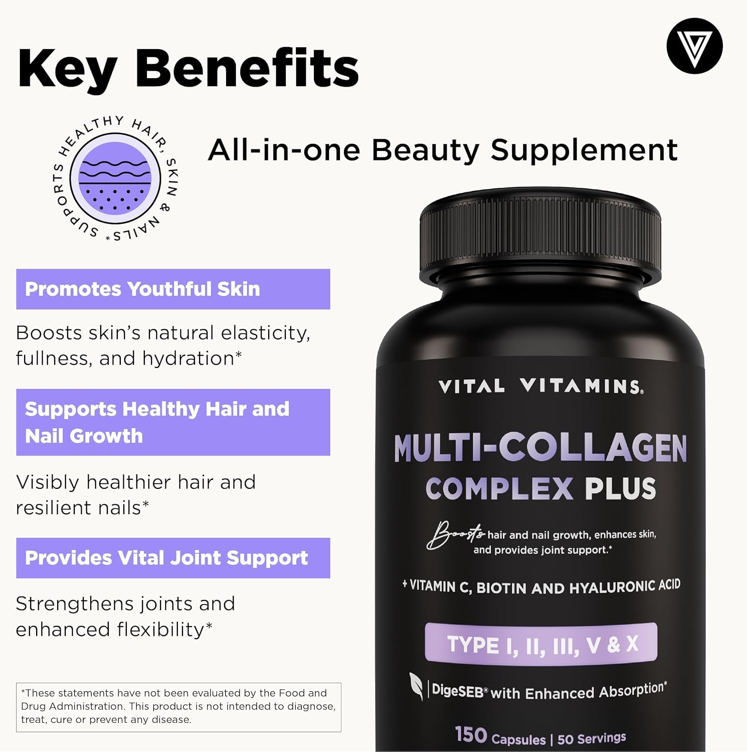 Vital Vitamins Multi Collagen Plus packaging design and branding