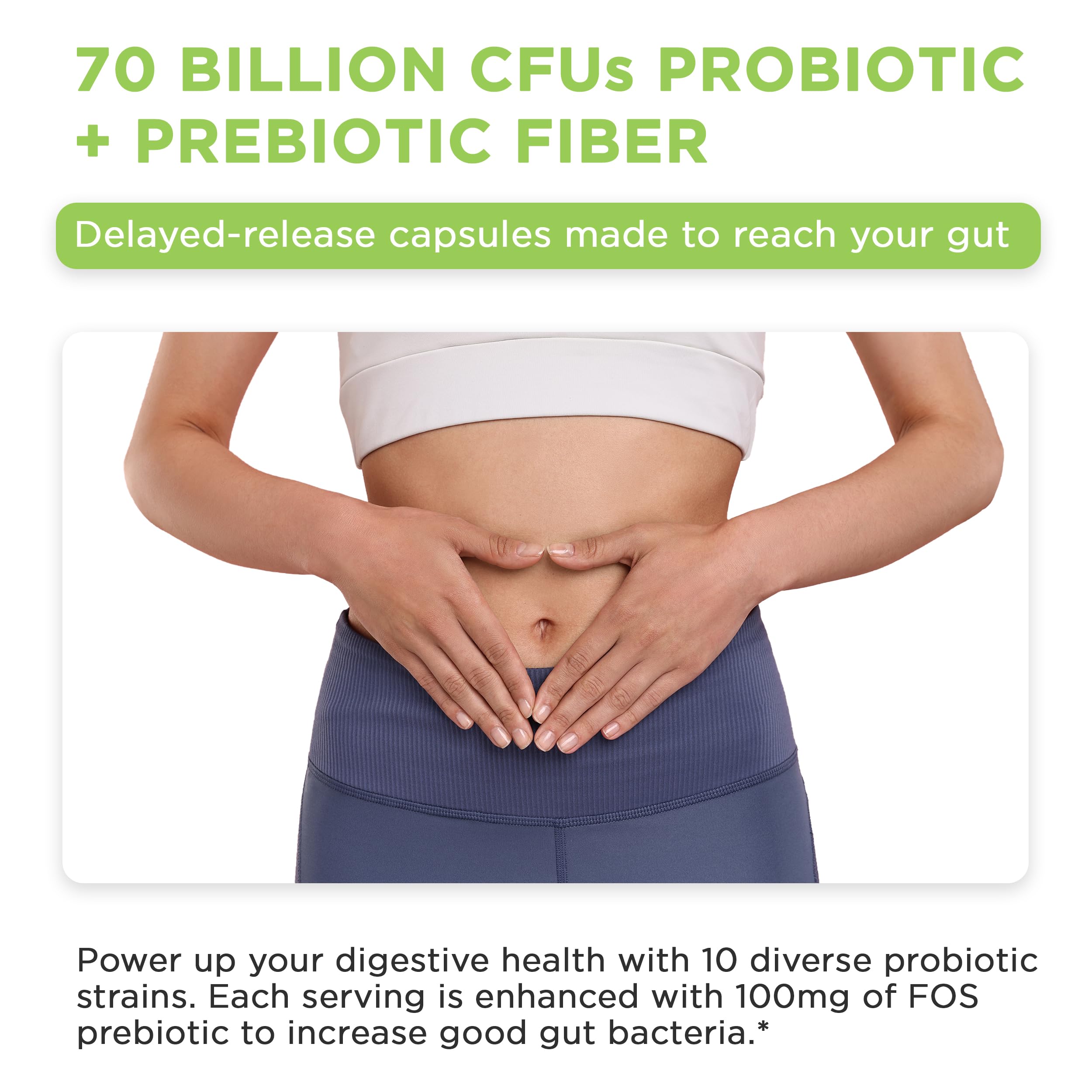 Vital Vitamins Probiotic bottle with water illustrates daily use on the go