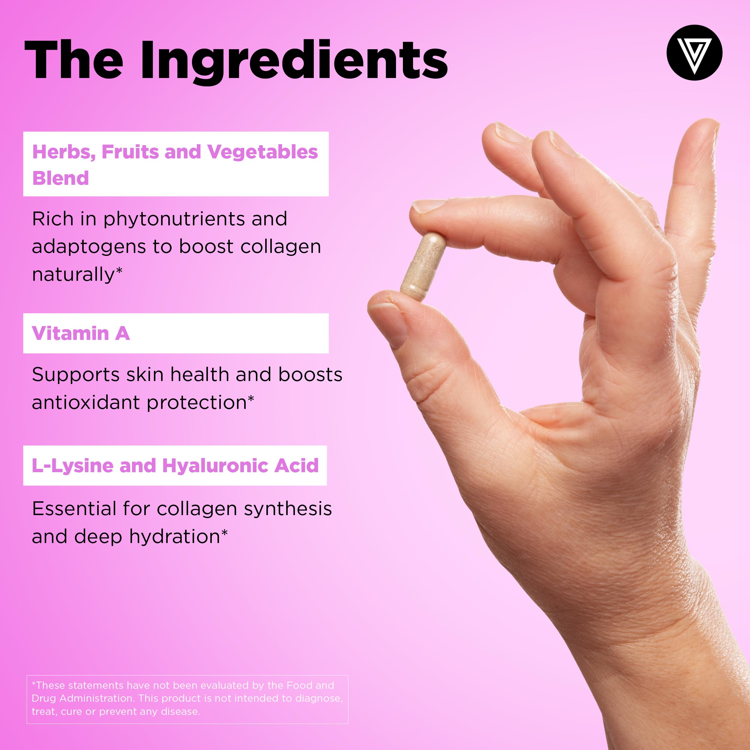 Vital Vitamins Vegan Collagen Booster skin glow shot hints at radiant skin