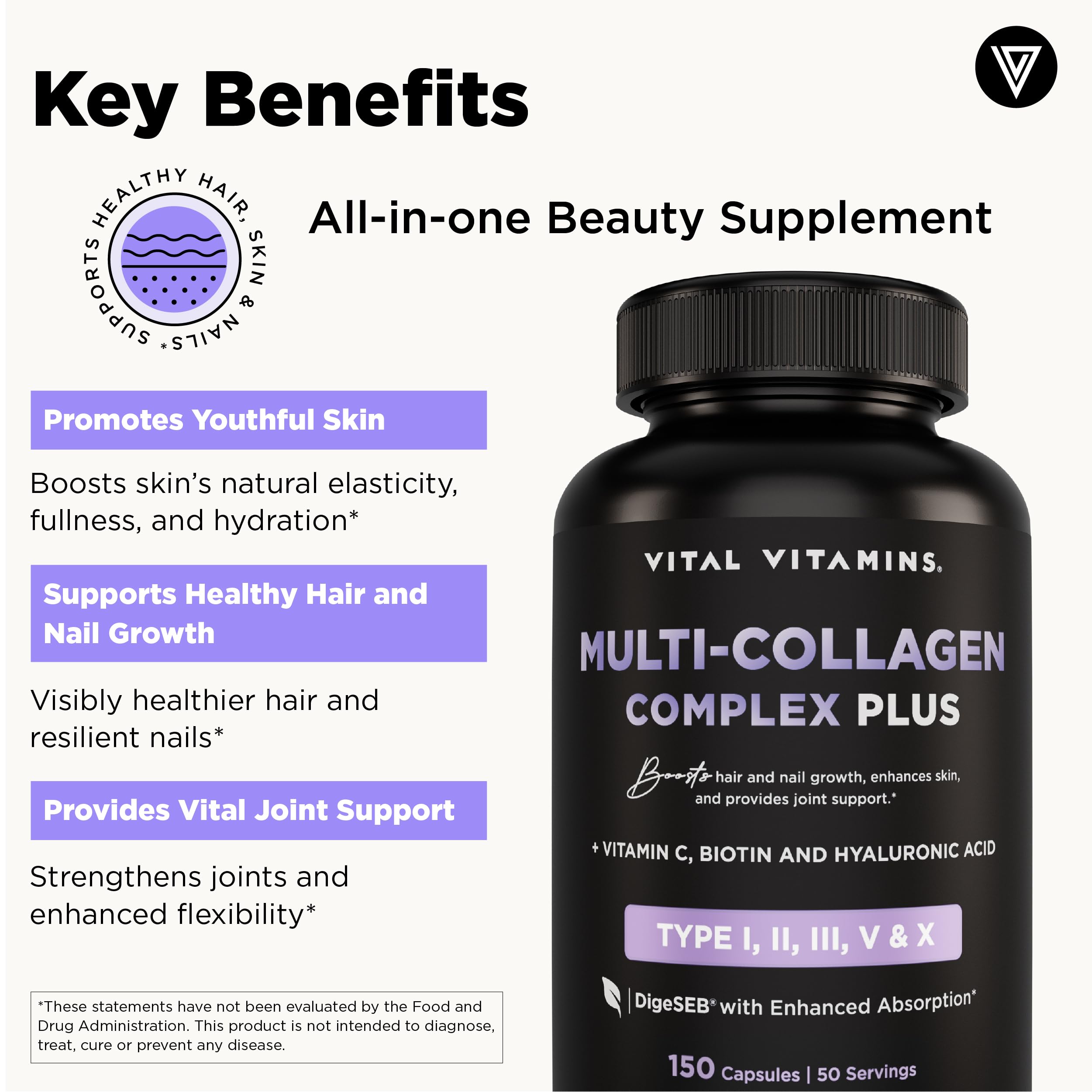 Vital Vitamins vitamin C formula for a radiant complexion and glow.
