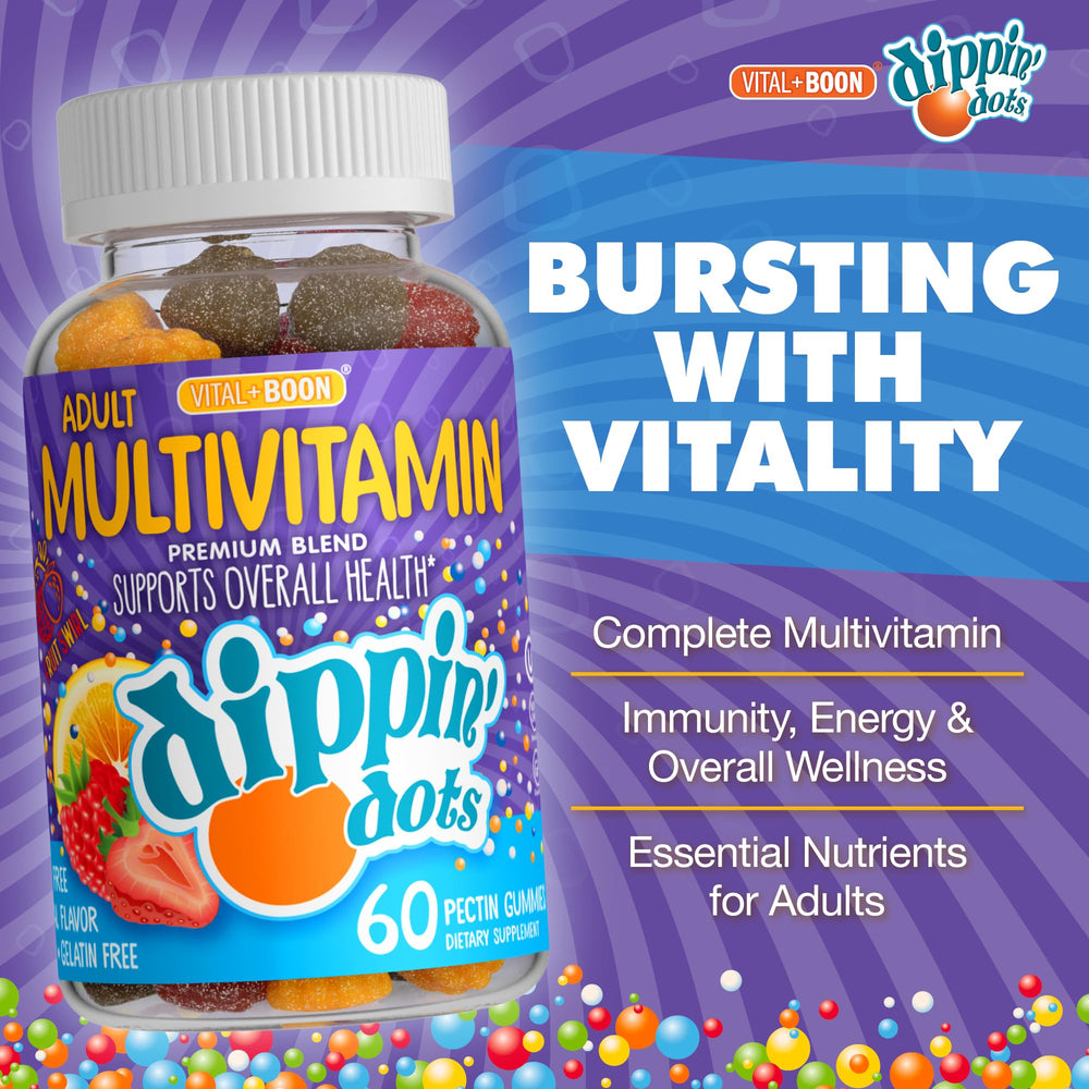 Vital+Boon Dippin' Dots gummies in fruity flavors for immune-supporting routine