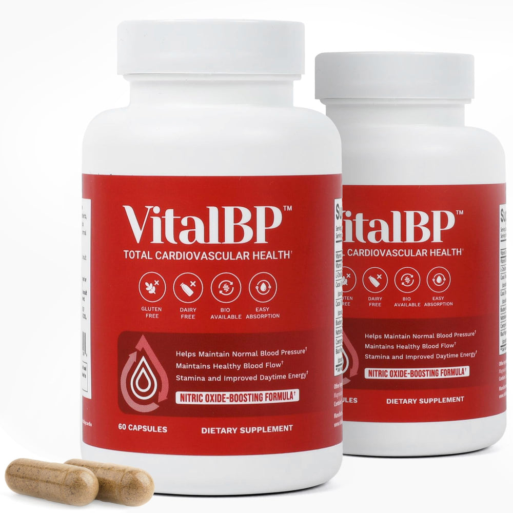 VitalBP 2 Pack bottle front for daily blood flow support