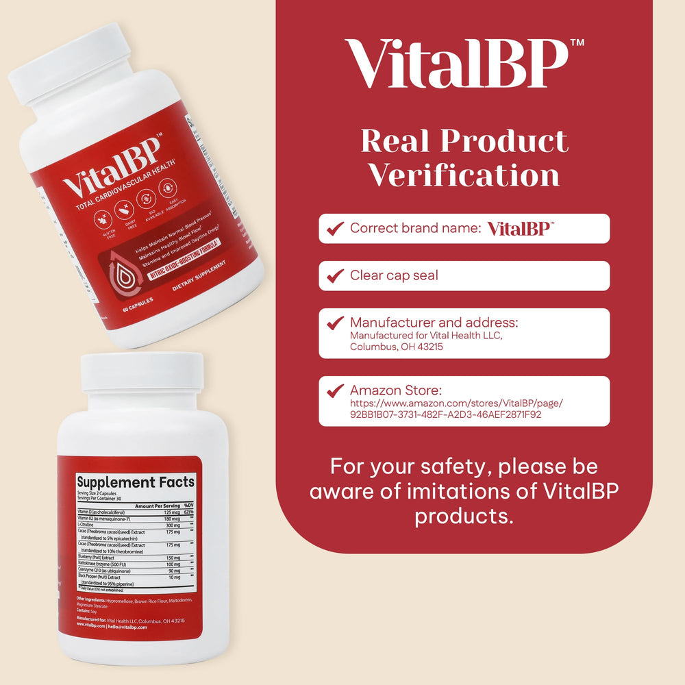 VitalBP 2 Pack bottle side label highlighting key ingredients