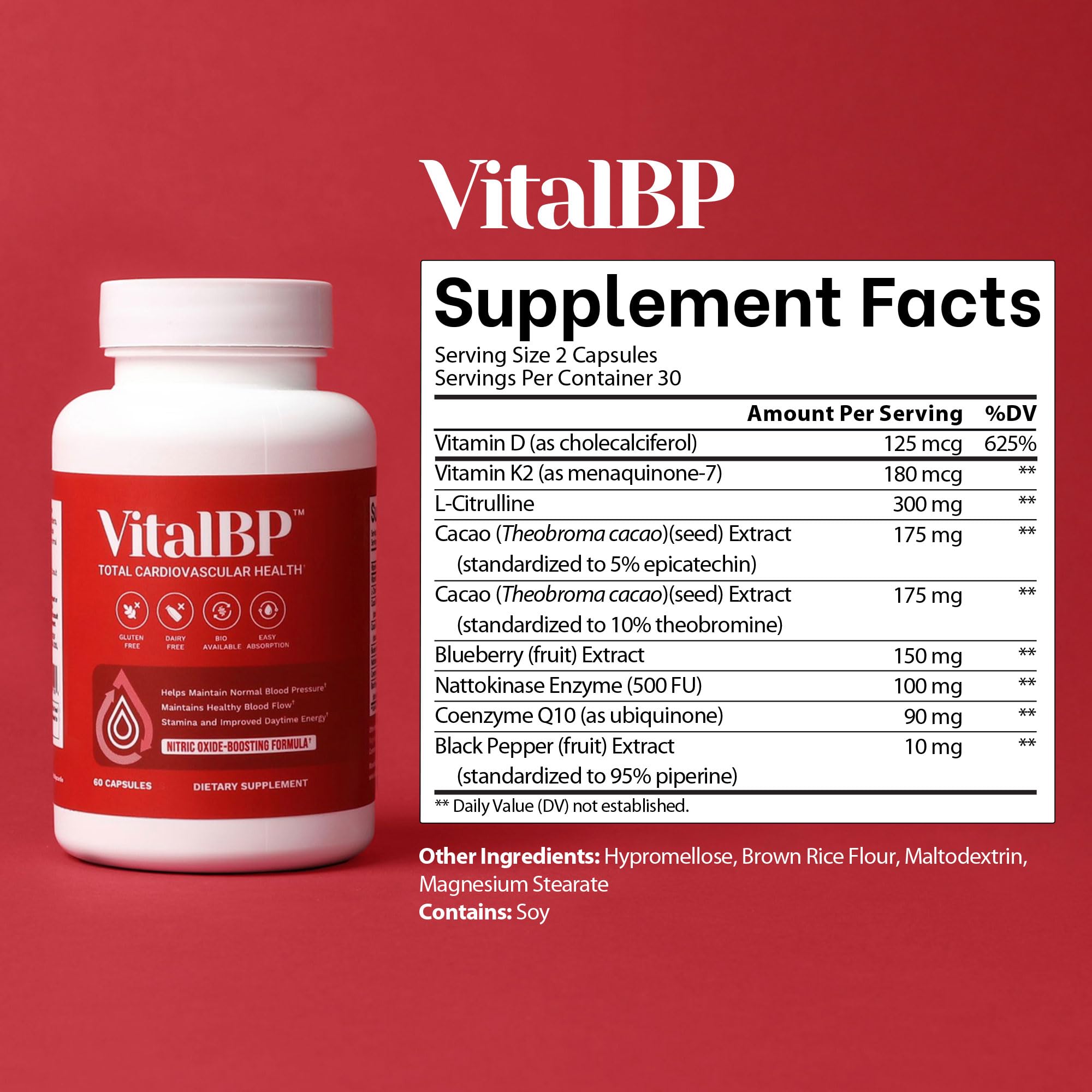 VitalBP with vitamins D3 and K2 for arterial health