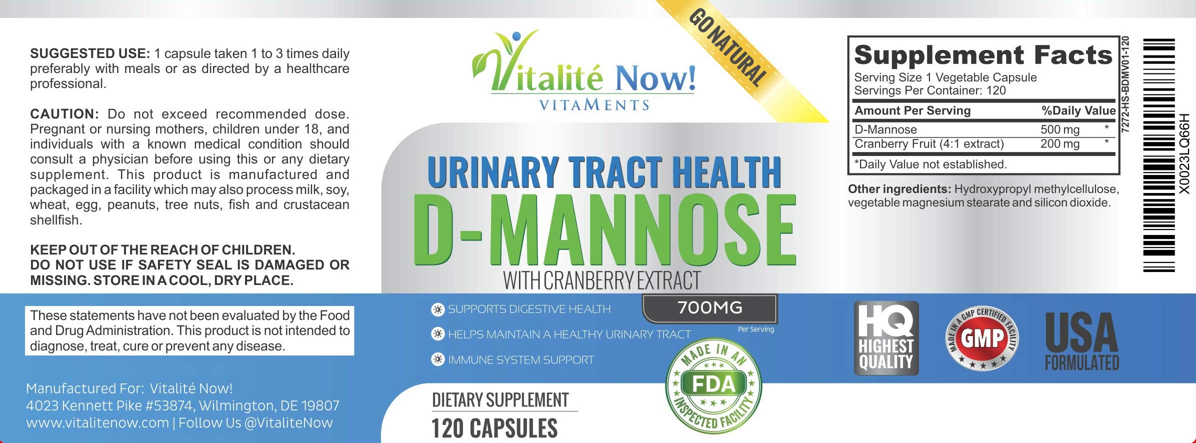 Vitalité Now Non-GMO ingredients highlight clean label commitment