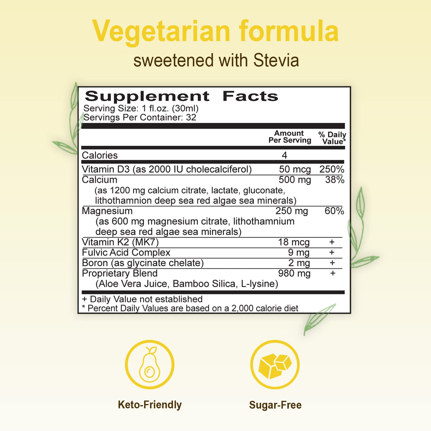 Bottle label close-up emphasizing BPA-free cup and daily dosage for users.