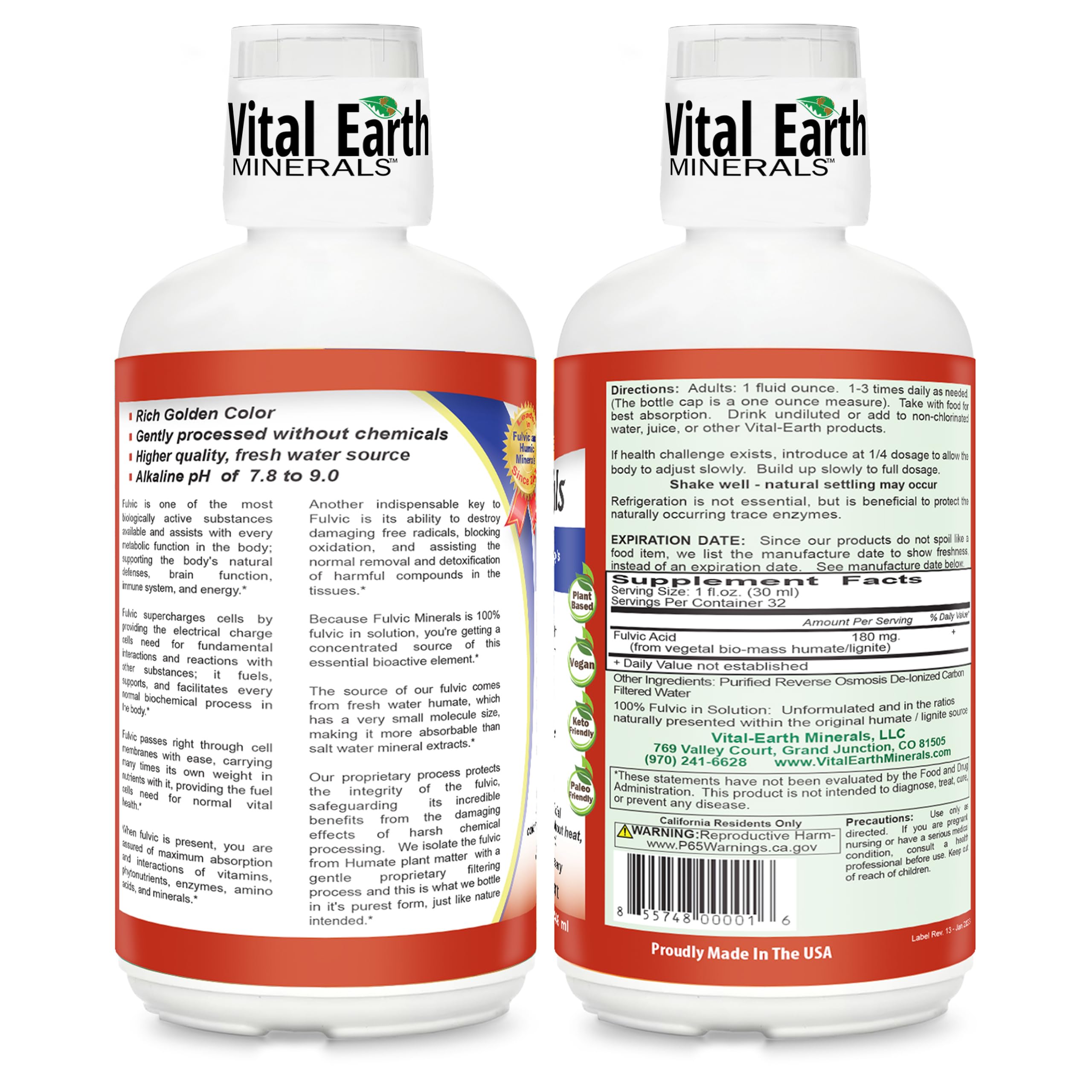 Pouring Vital Earth Minerals fulvic liquid into a glass to mix with water.
