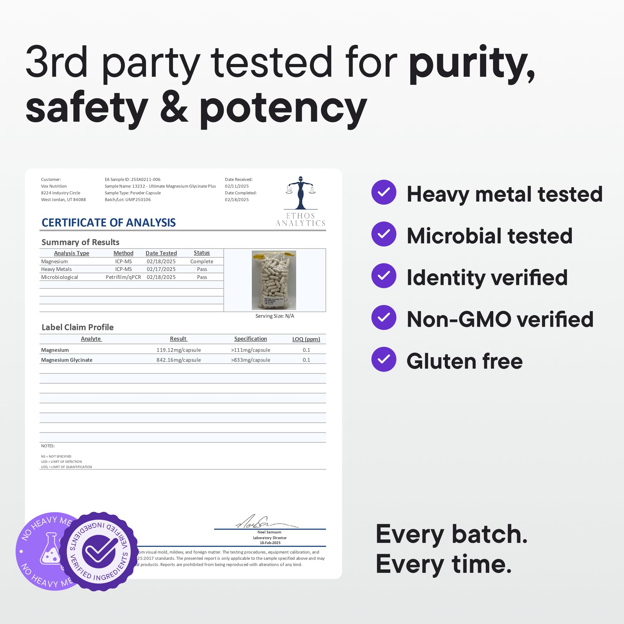 VitalForm purity seal—gluten and soy free assurance.