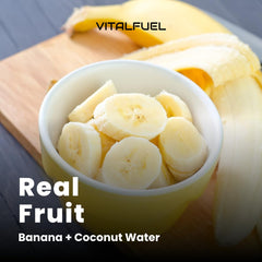 VitalFuel Banana Energy Gel pack interior close-up highlighting real fruit carbs.