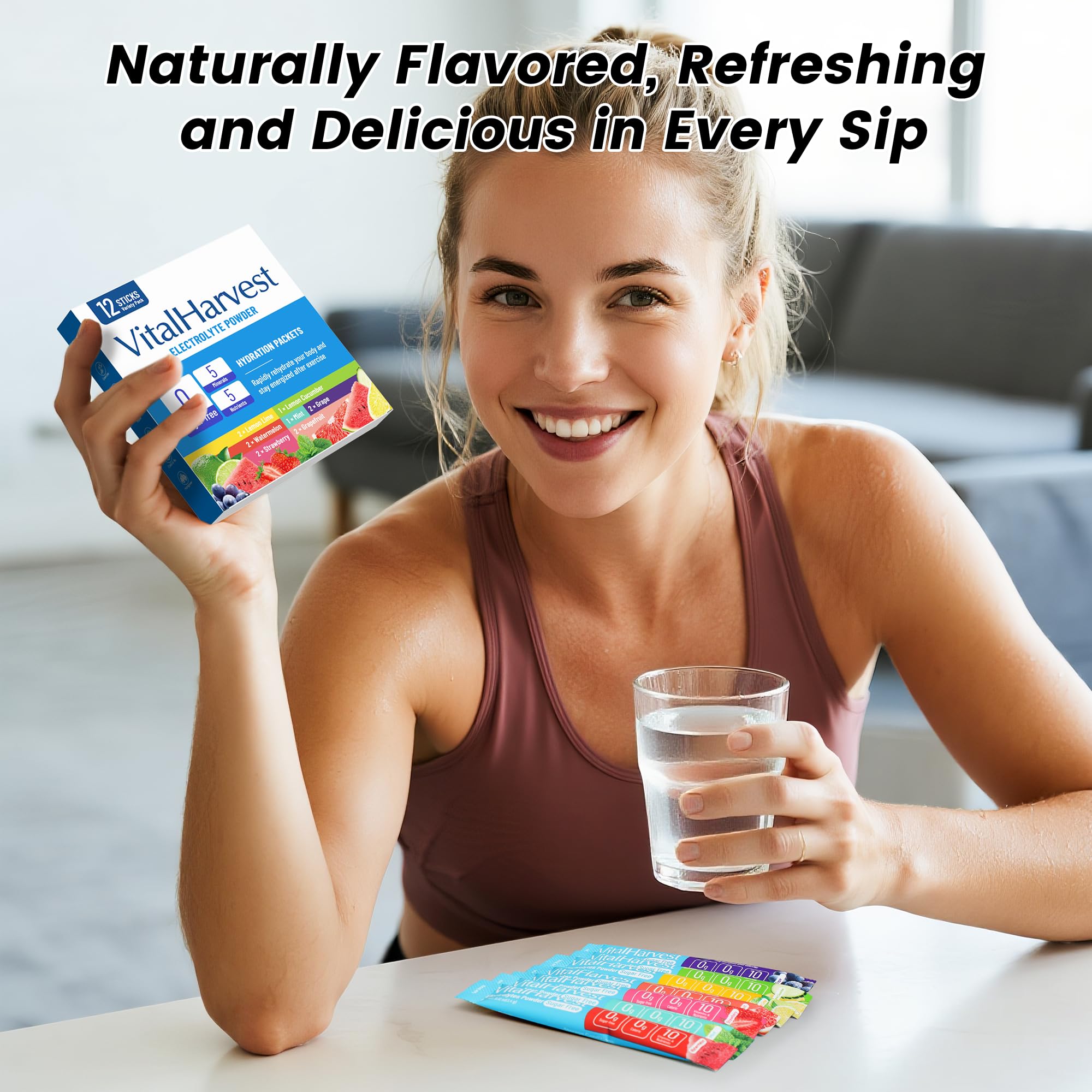 VitalHarvest Grape electrolyte packet supports exercise recovery with minerals and vitamins