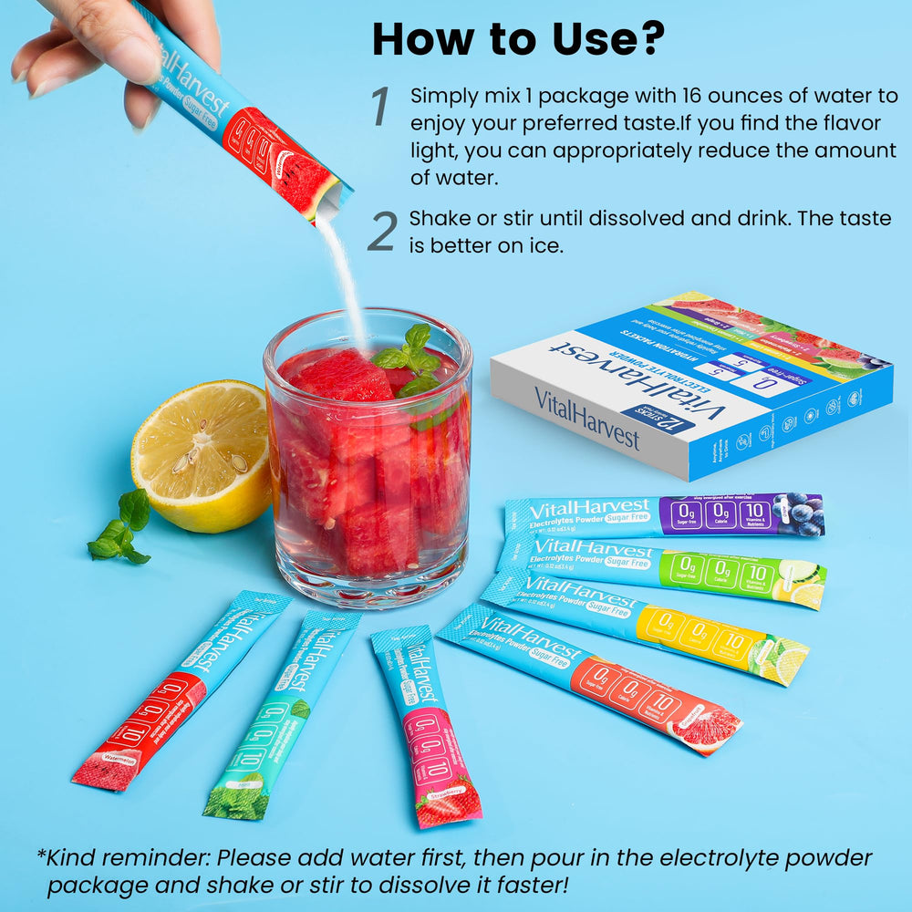 VitalHarvest Lemon Cucumber electrolyte packet combines refreshing flavor for hydration