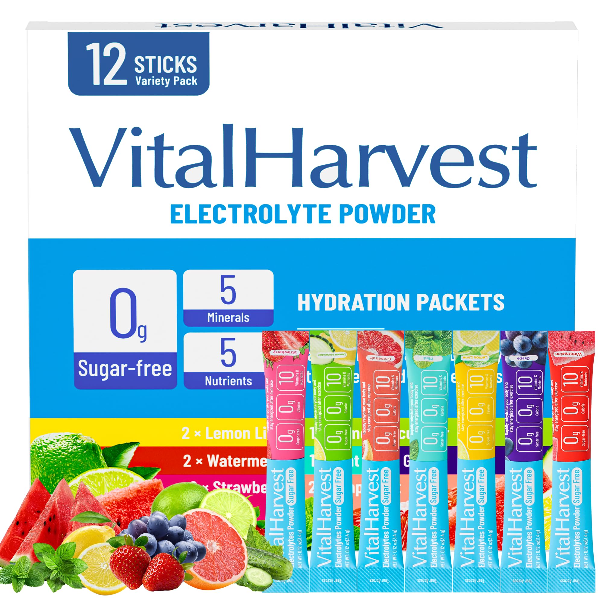 VitalHarvest Lemon Lime electrolyte packet for rapid hydration during workouts