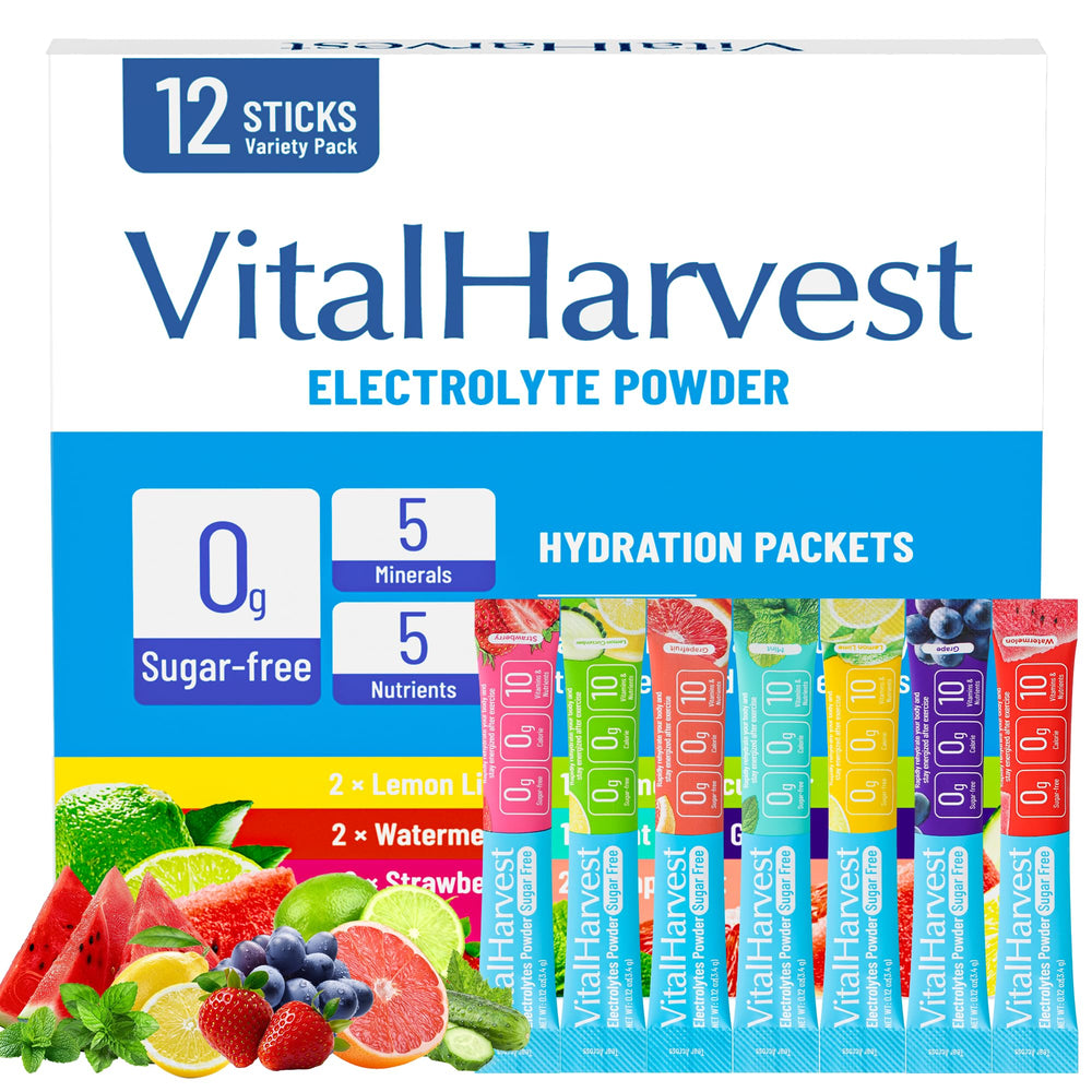 VitalHarvest Lemon Lime electrolyte packet for rapid hydration during workouts