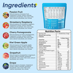 VitalHarvest electrolyte packets in passion fruit dissolving in a glass to refresh during workouts