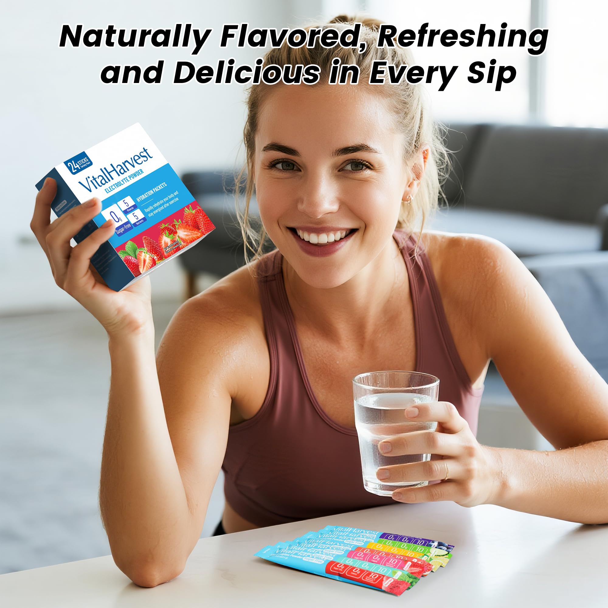 VitalHarvest dissolving powder shown in glass for easy mixing