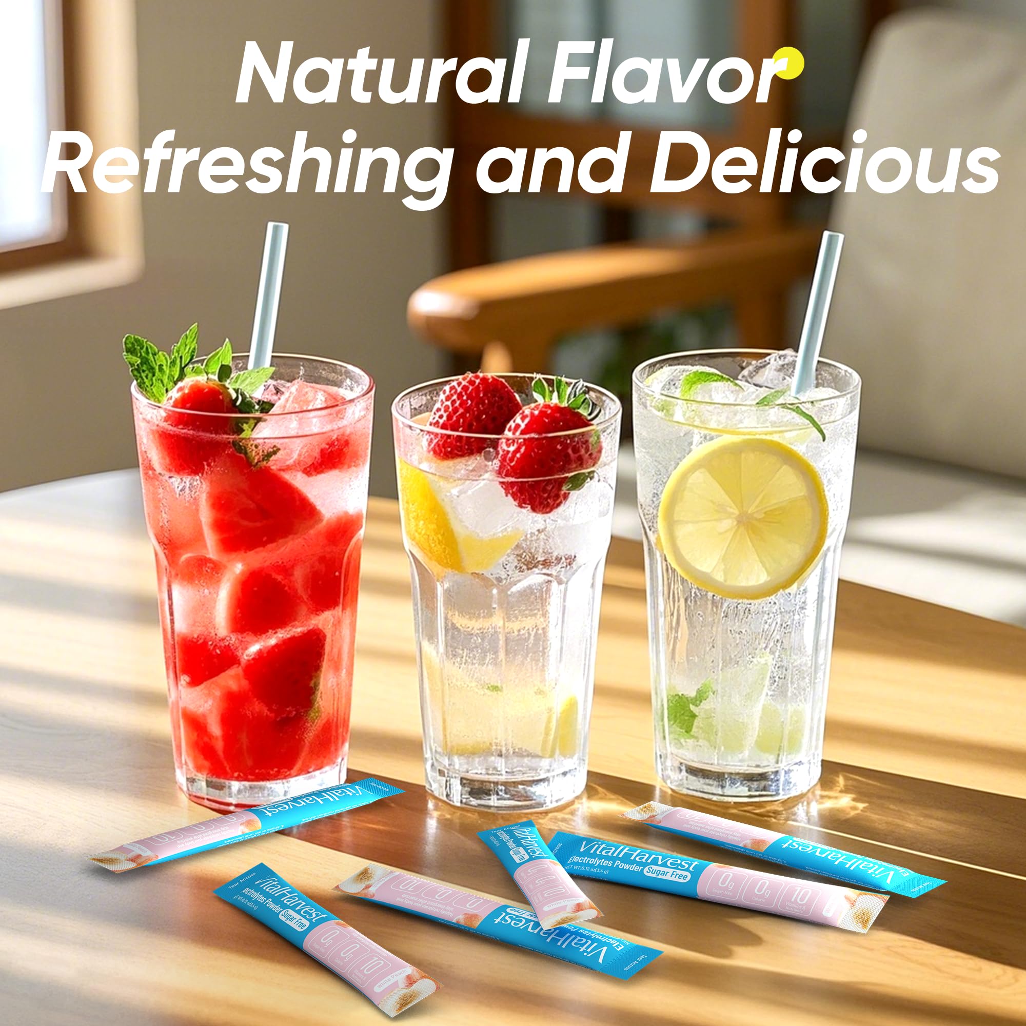 VitalHarvest single-serving packet ready for on-the-go hydration during workouts.