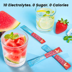 VitalHarvest sugar-free hydration mix with strawberry flavor