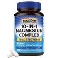 Vitalibre 10-in-1 Magnesium Complex – 420 mg Elemental Magnesium, Ultra Absorption | Non-GMO, 120 Vegan Capsules