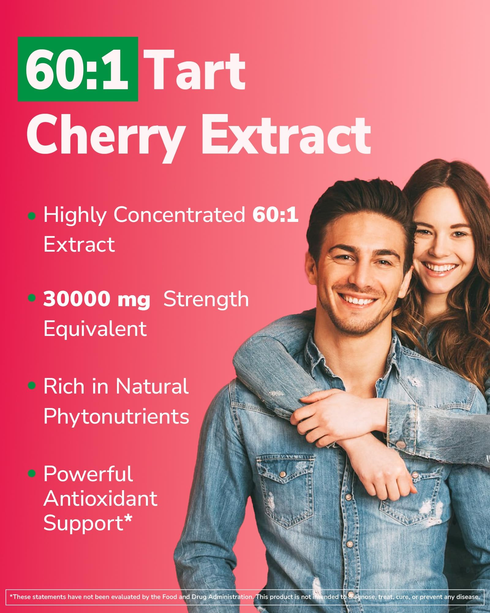 Graphic showing 60:1 tart cherry extract potency in Vitalibre capsules.