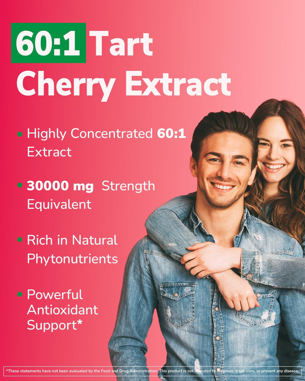 Graphic showing 60:1 tart cherry extract potency in Vitalibre capsules.
