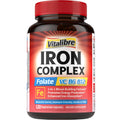 Vitalibre Iron Complex — Gentle Iron Bisglycinate with Vitamin C, Folate, B6 & B12 | Vegan, Non-GMO