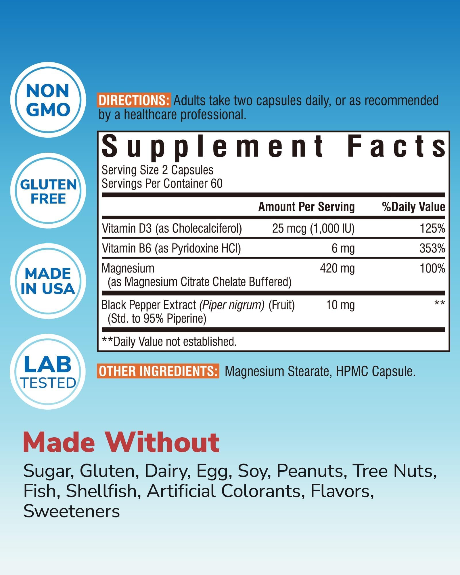 Vitalibre Magnesium Citrate with black pepper extract for enhanced absorption