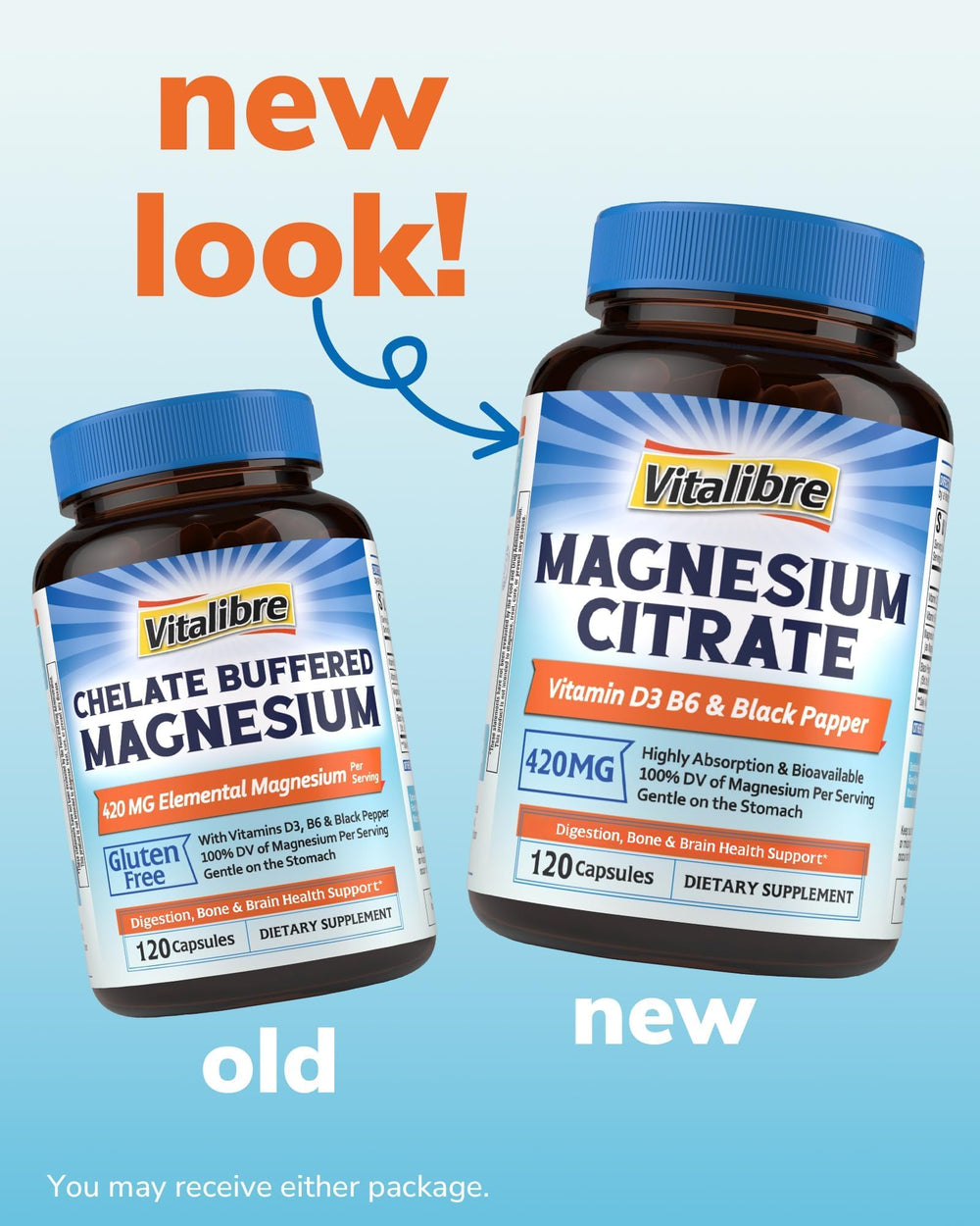 Vitalibre Magnesium Citrate capsules closeup of small, easy-to-swallow pills
