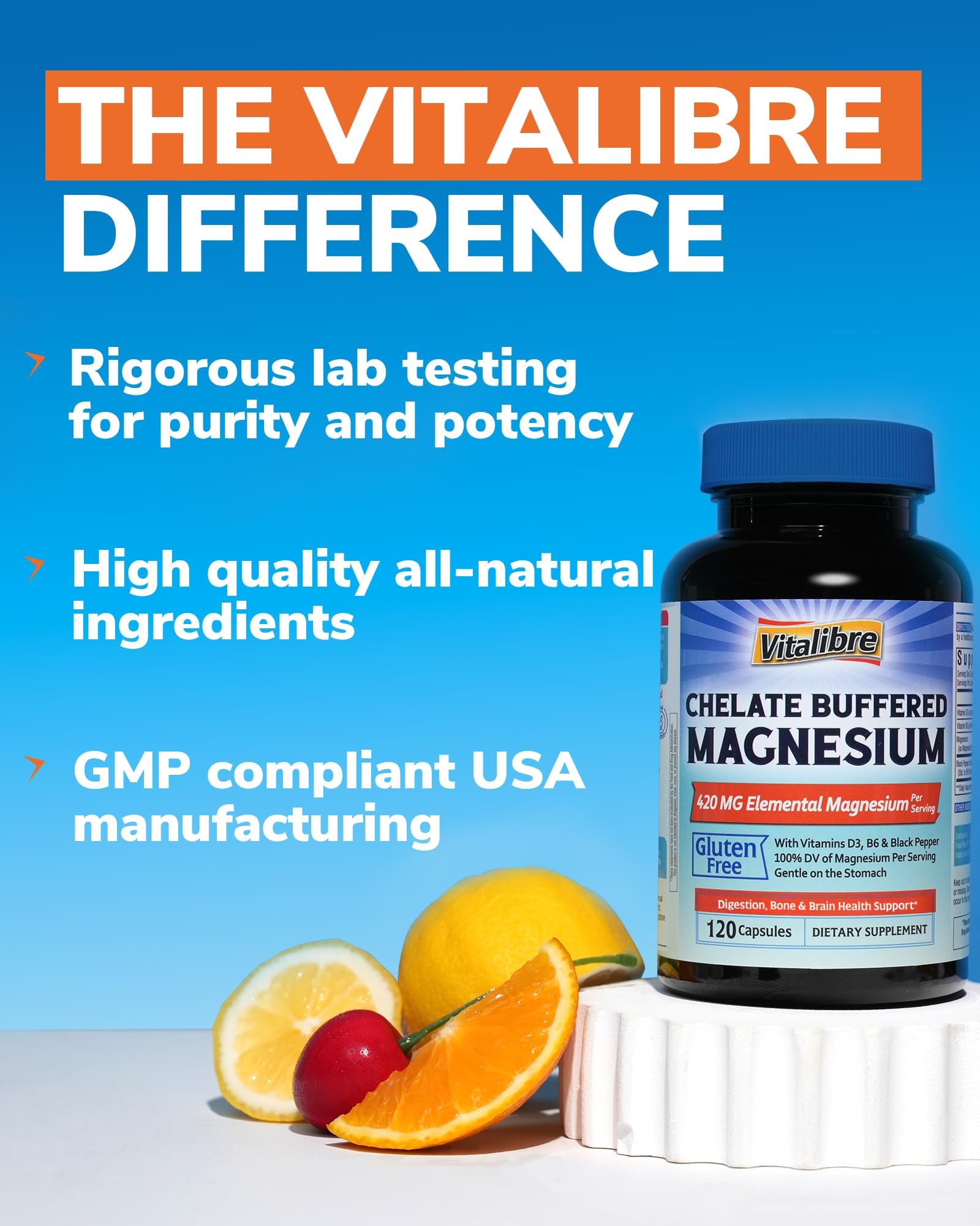 Vitalibre Non-GMO badge signals clean supplement core
