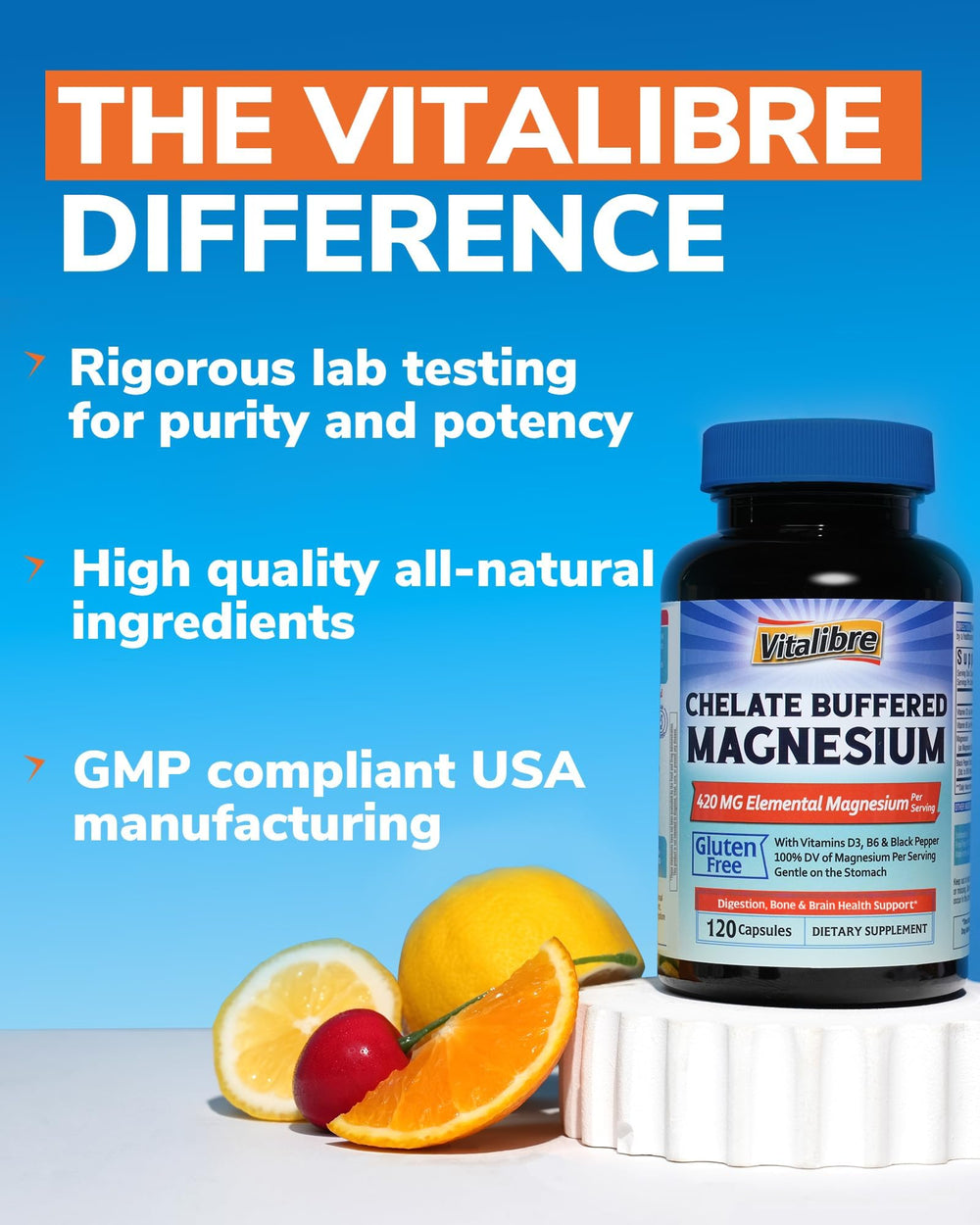 Vitalibre Non-GMO badge signals clean supplement core