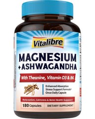 Vitalibre Magnesium Complex bottle front — supports daily calm and balance.
