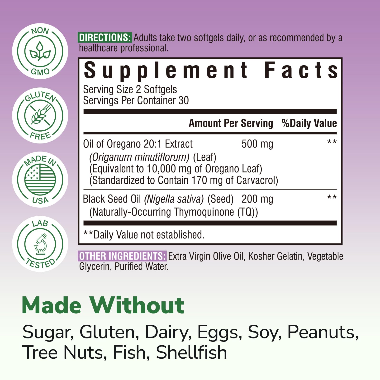 Vitalibre Oil of Oregano softgels close-up showing compact, odorless capsules for easy intake.