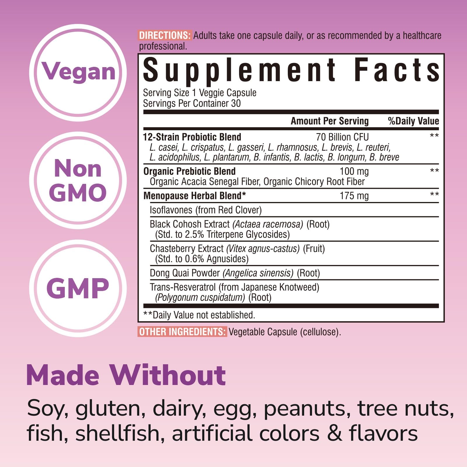 Vitalibre organic prebiotics bottle highlights digestion support for menopausal women