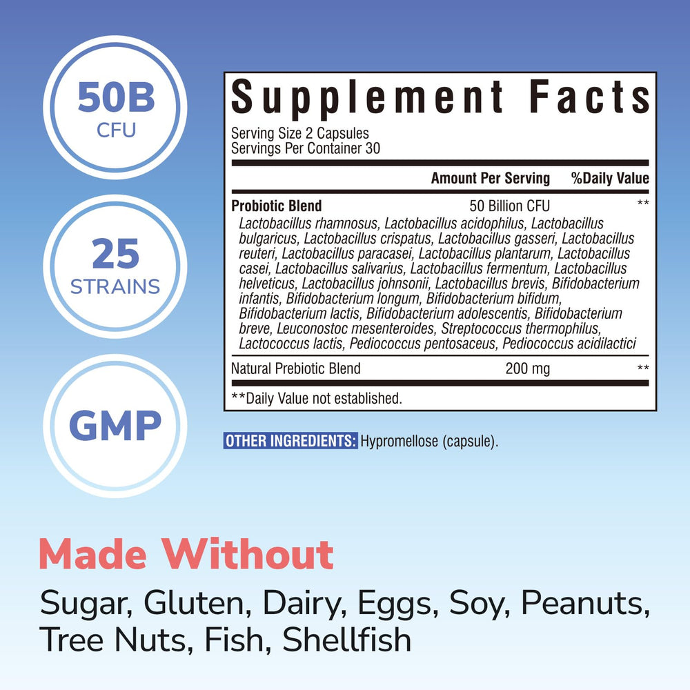 Vitalibre probiotic capsules with delayed-release technology protecting gut cultures.