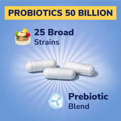 Vitalibre label highlights 25 strains and prebiotics for gut support.