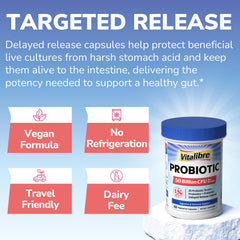 Vitalibre probiotic prebiotic blend image suggesting synergy for digestive wellness.