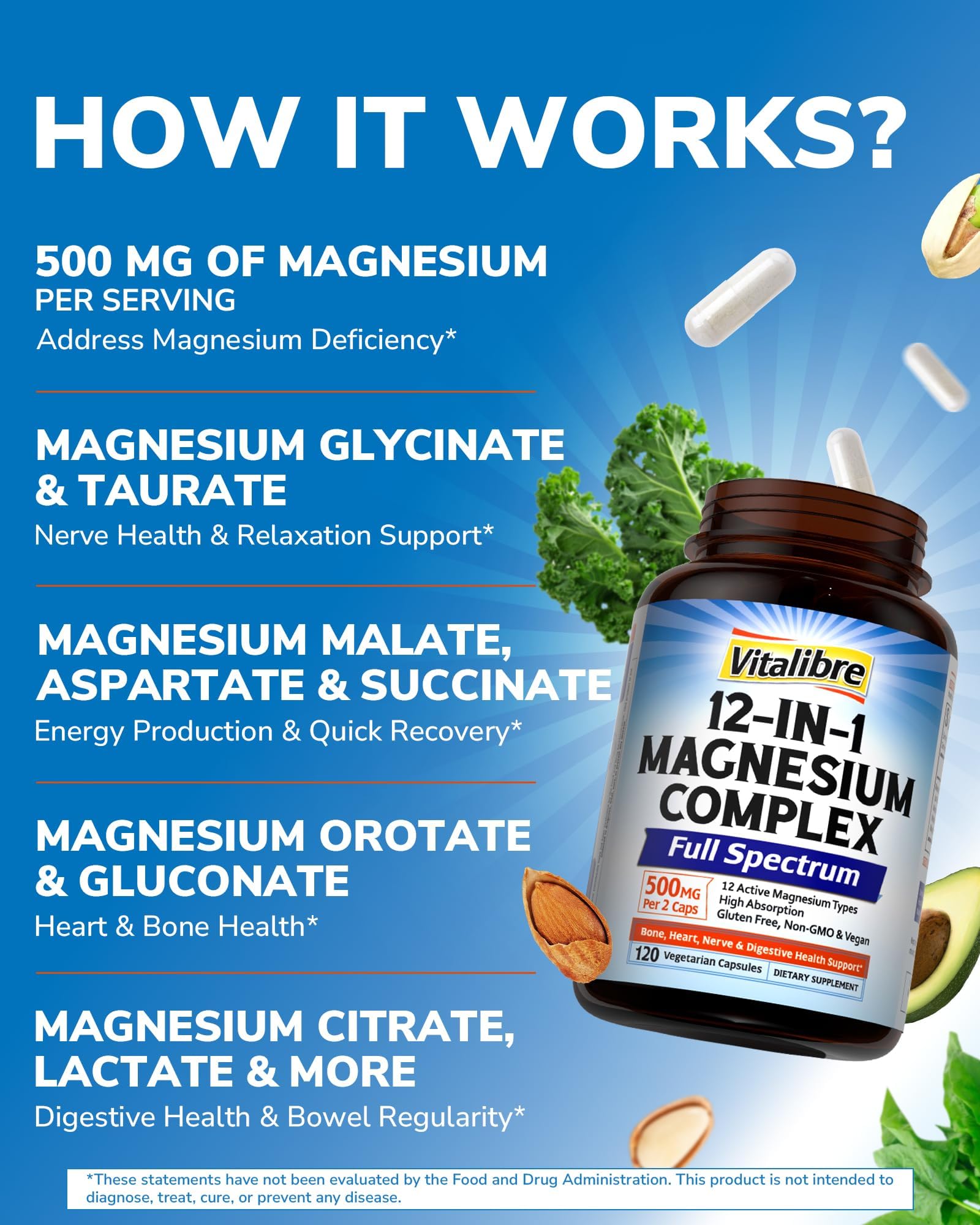 Vitalibre vegan capsules on glass bottle emphasize purity and non-GMO.
