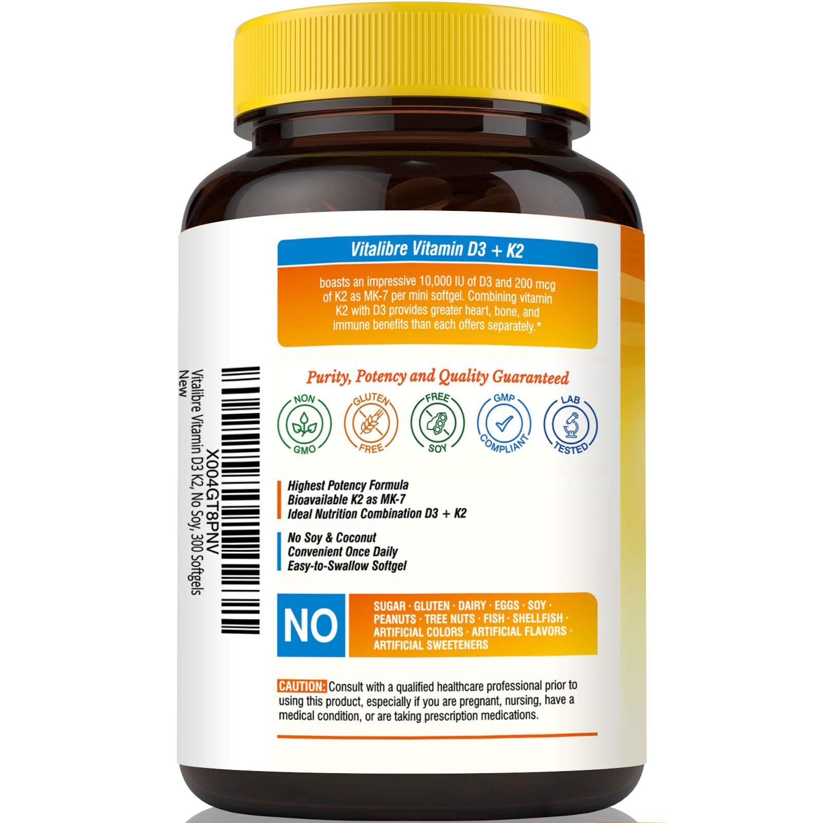 Vitalibre bottle graphic highlights 300-day supply and easy-to-swallow capsules.