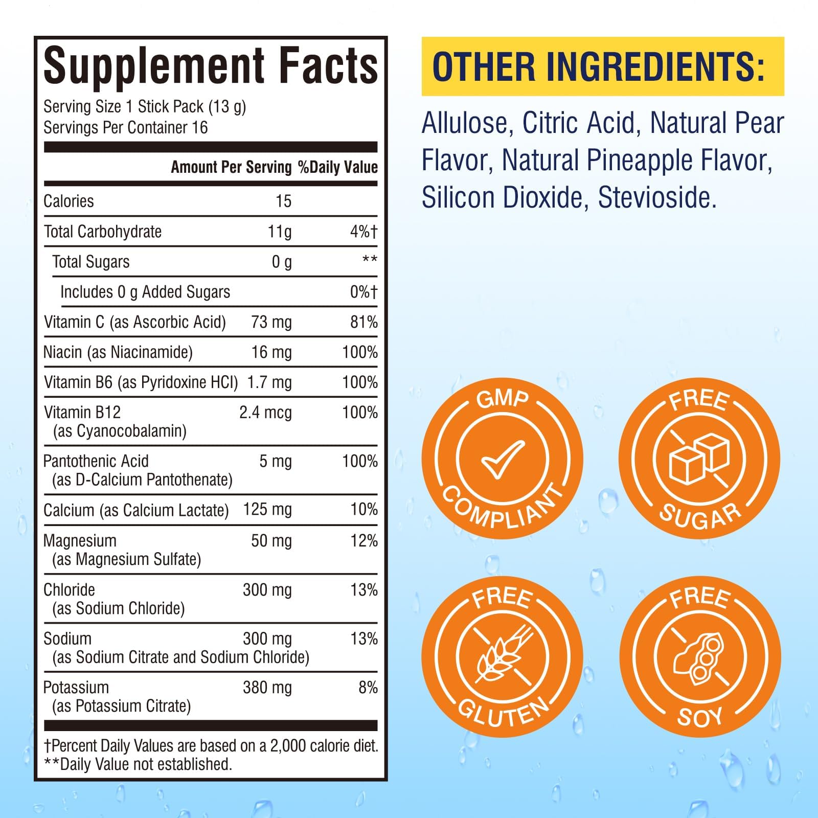 Vitalibre Zero Sugar Pineapple Pear stick-pack supports keto-friendly hydration.