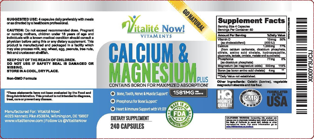 Vitalité Now! 240 capsules depict a convenient two-month supply.
