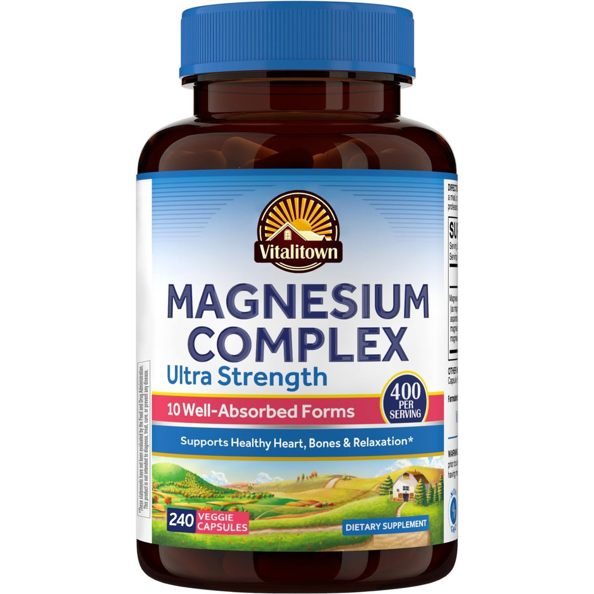 Vitalitown 10-in-1 magnesium bottle on a clean surface for daily wellness