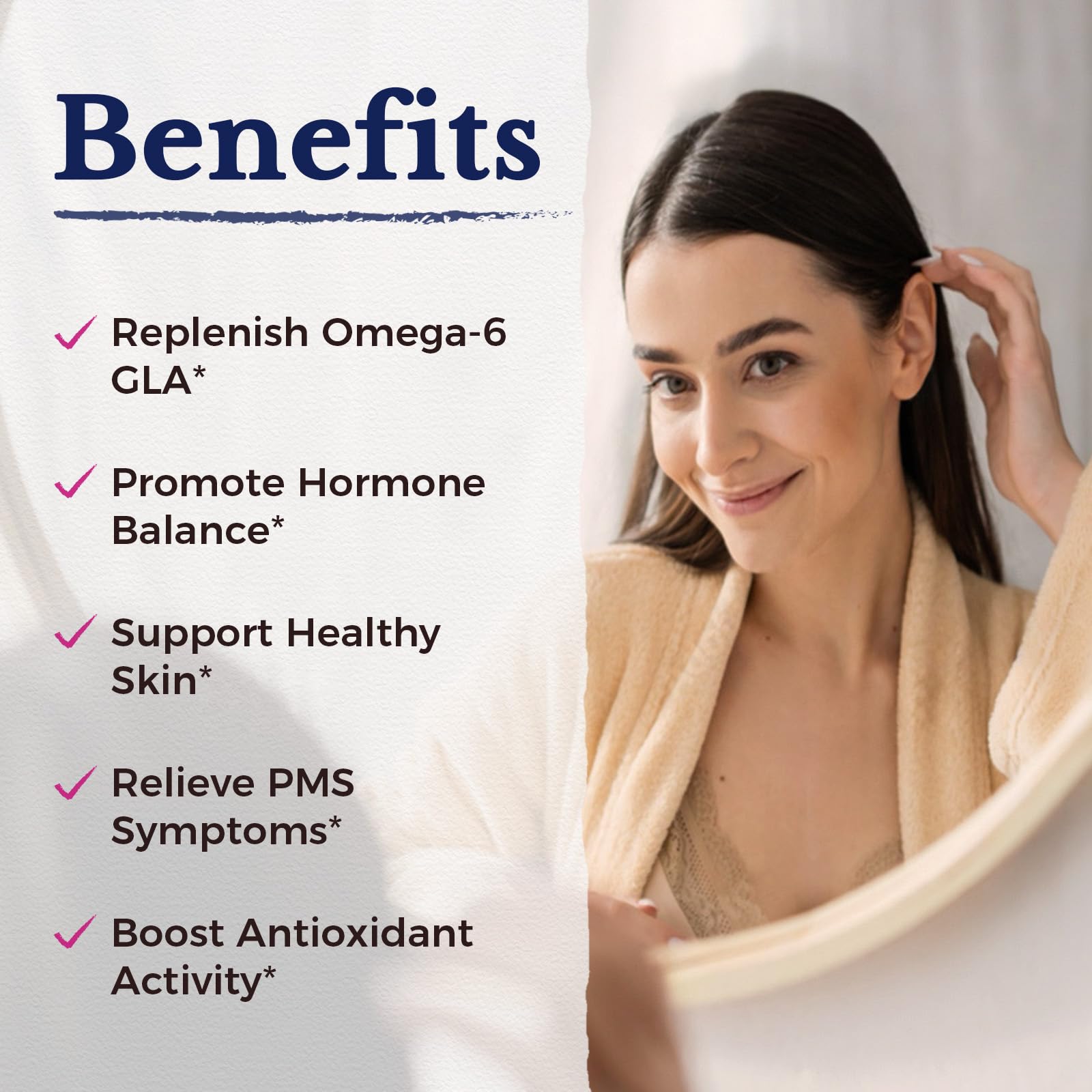 Vitalitown Evening Primrose Oil skin-hydration shot suggesting glow.