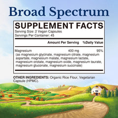 Vitalitown magnesium capsules closeup, highlighting chelated forms for absorption.