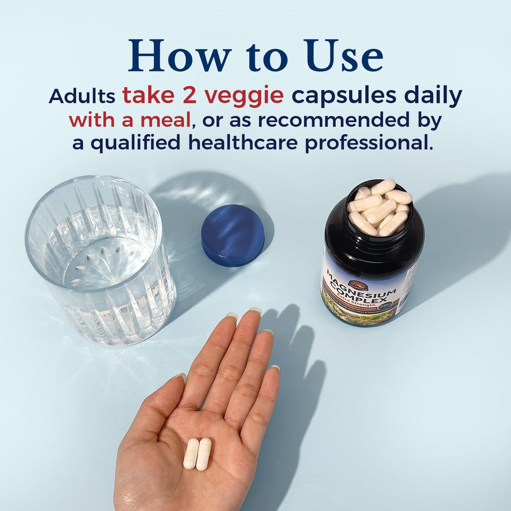 Vitalitown Magnesium Complex vegan capsules for clean daily nutrition.