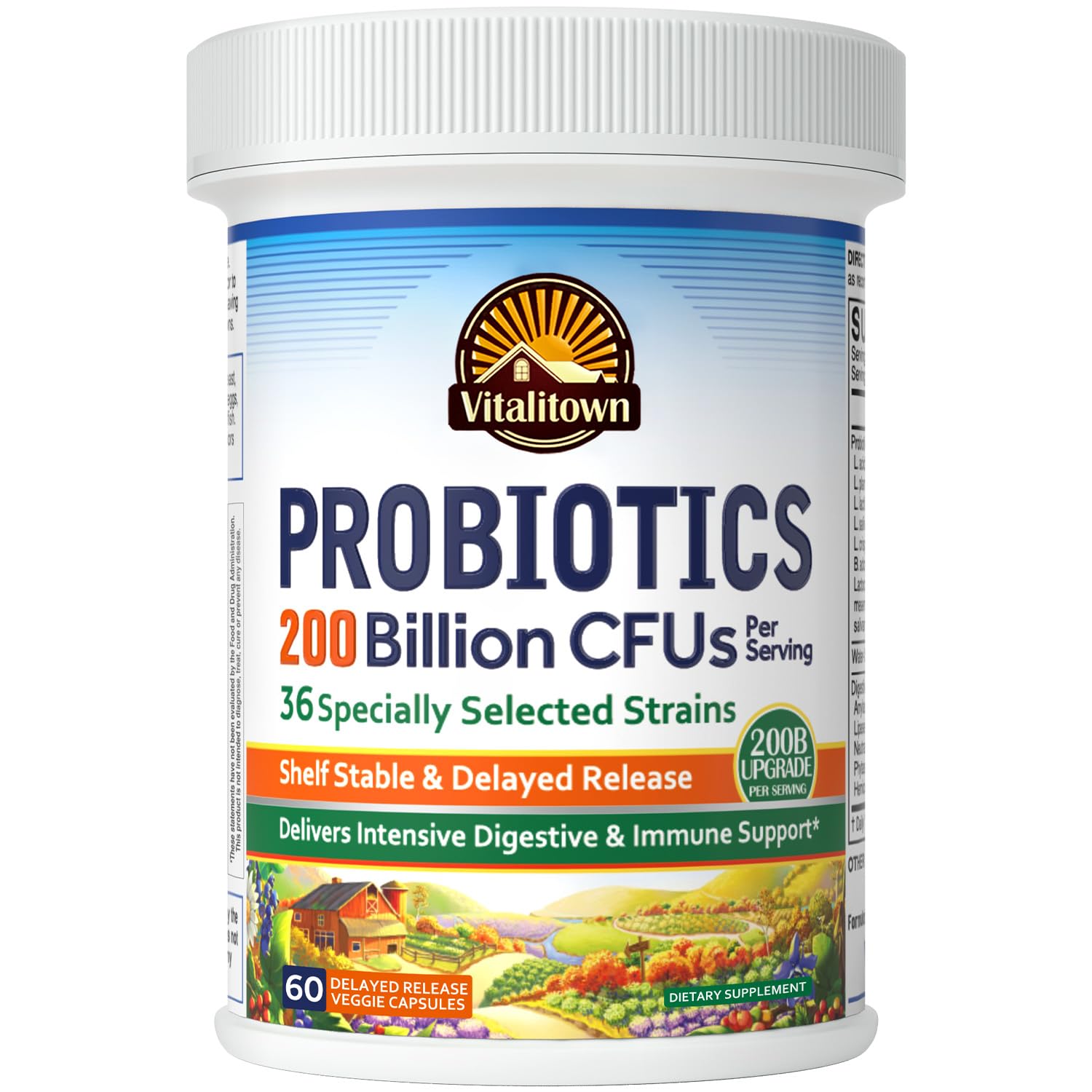 Vitalitown Probiotics 200B CFU bottle supports gut balance and immunity